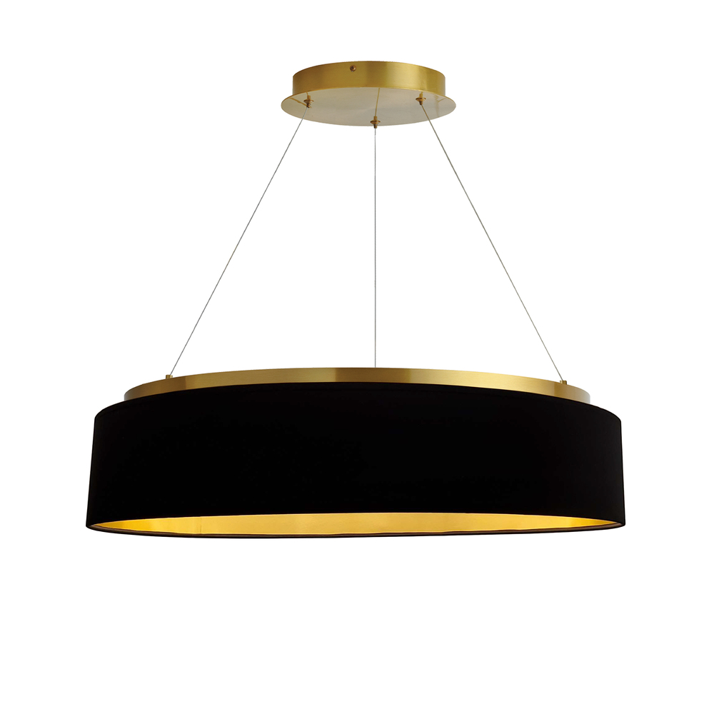 34W Chandelier, Aged Brass w/ Black Shade