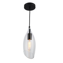 Dainolite ABB-61P-CL - 1LT Incandescent Pendant, Blk Finish w/Clear Glass