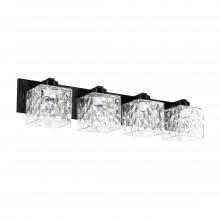 Dainolite VED-294W-MB-CLR - 4 Light Vanity in Matte Black w/ Clear Water Glass