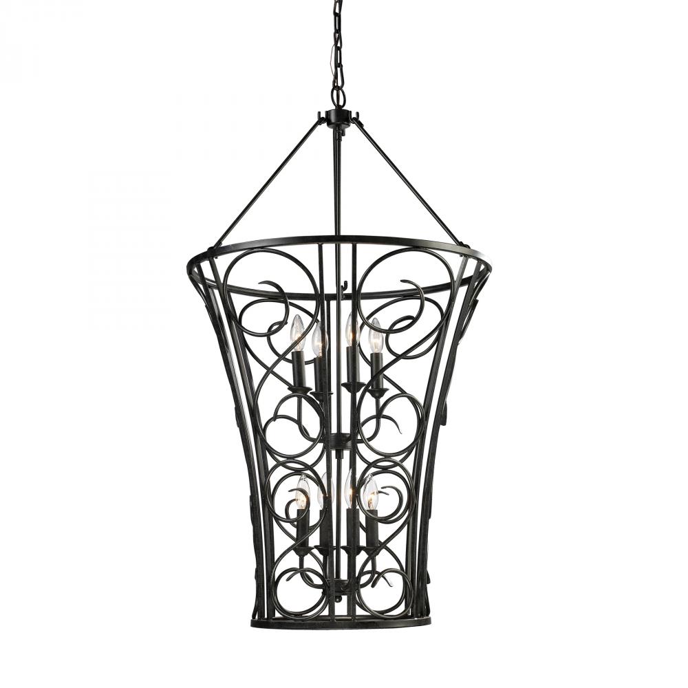 Eight Light Rust Foyer Hall Pendant