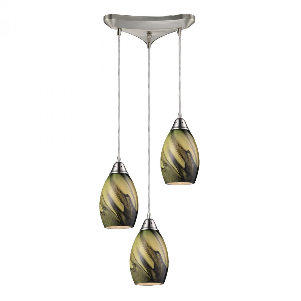 Formations 3 LED Light Pendant In Satin Nickel A