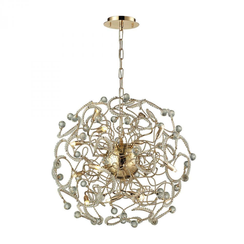 Zebula 12 Light Chandelier In Polished Gold