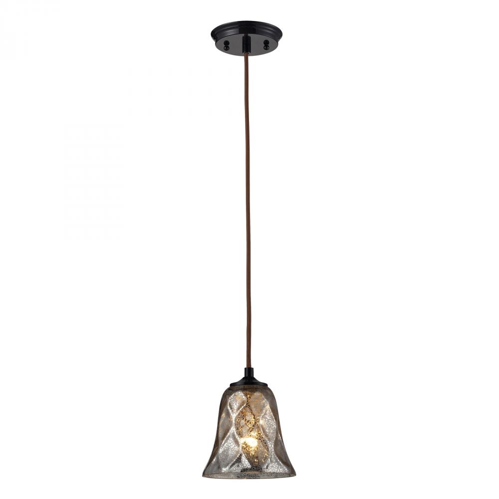 Darien 1 Light Pendant In Oiled Bronze And Mercu