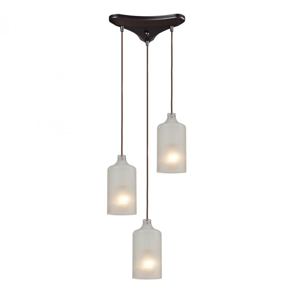 Skylar 3 Light Pendant In Oiled Bronze And Frost