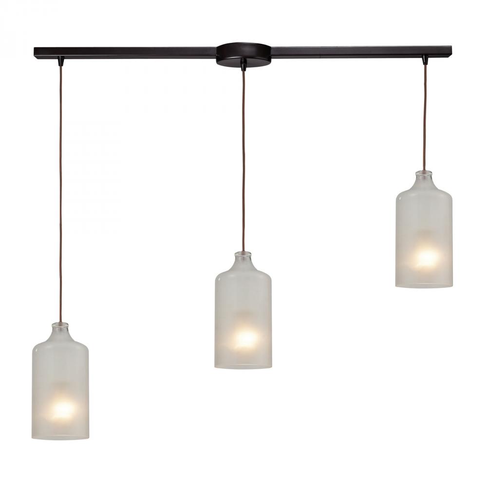 Skylar 3 Light Pendant In Oiled Bronze And Frost