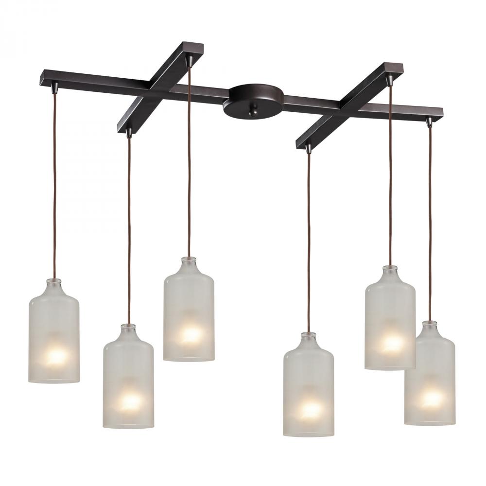 Skylar 6 Light Pendant In Oiled Bronze And Frost