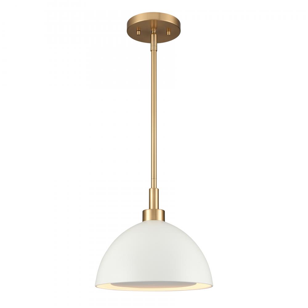 Pelham 10'' Wide 2-Light Pendant - Satin Brass with Matte White