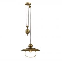 ELK Home 65051-1 - Farmhouse 1-Light Adjustable Pendant in Antique Brass with Matching Shade