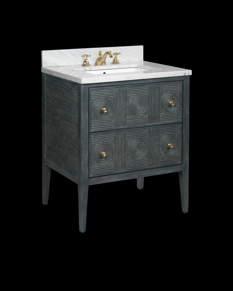 Santos 28" Vintage Navy Vanity with Rectangular Undermount Sink